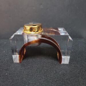 Vintage PIERRE CARDIN acrylic Lucite table lighter faux tortoise 1960s MCM Italy